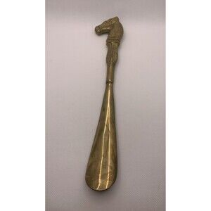VINTAGE BEAUTIFUL BRASS HORSE HEAD SHOEHORN SHOE